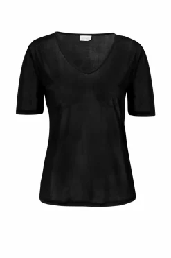 Damella Top Short Sleeve i silke Black Best