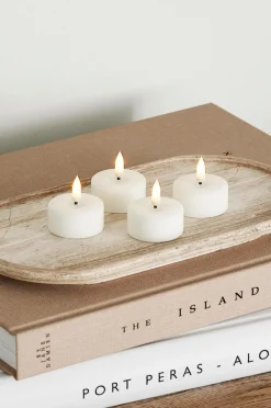 DeluxeHomeart Lys & Duft>LED fyrfadslys 3,5x4 cm 4 stk. Vit