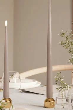 DeluxeHomeart LED Keglelys skinnende 2,2x28 cm 2 stk. Mocca Clearance