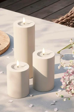 DeluxeHomeart Lys & Duft>LED udendørs bloklys 7,5x15 cm Sand