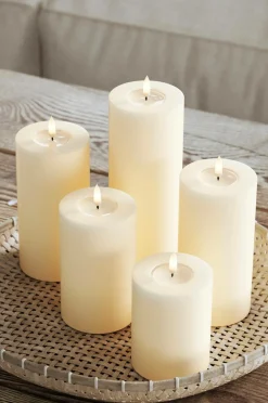 DeluxeHomeart Lys & Duft>LED-søjlelys 7,5x12,5 cm Creme