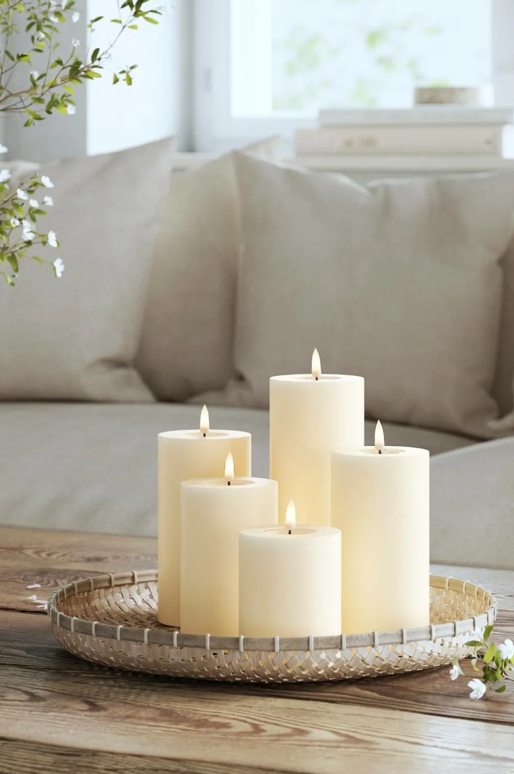 DeluxeHomeart LED-søjlelys 7,5x15 cm Creme Online