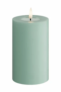 DeluxeHomeart Lys & Duft>LED-søjlelys 7,5x12,5 cm Salviegrøn