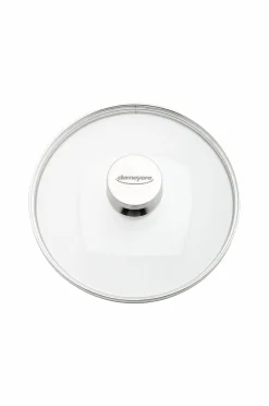 Demeyere Pander & Gryder>Låg 24 cm, glas med stålknop Transparent-sølvfarvet