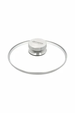 Demeyere Låg 18 cm, glas med stålknop Transparent-sølvfarvet