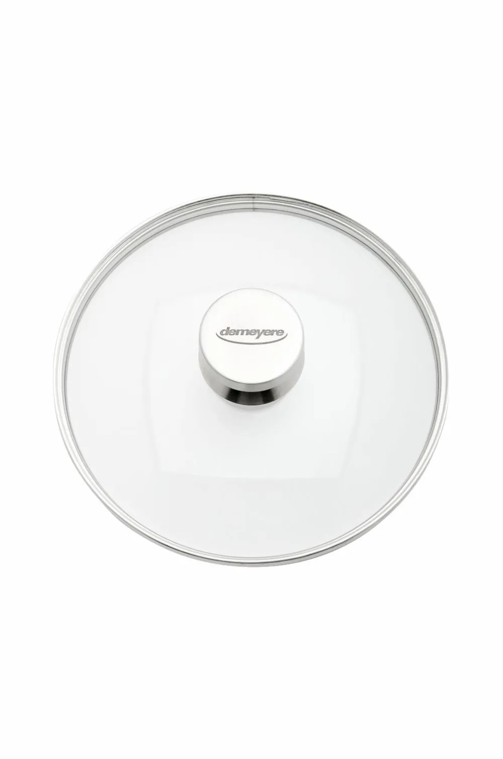Demeyere Pander & Gryder>Låg 28 cm, glas med stålknop Transparent-sølvfarvet