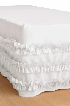 Ellos Sengekapper>Sengekappe Juliette Curve Frill i vasket bomuld 60 cm Hvid