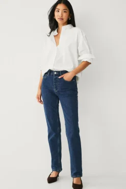 Ellos Skjorter & Bluser>Collection Afslappet skjorte i bomuldspoplin hvid