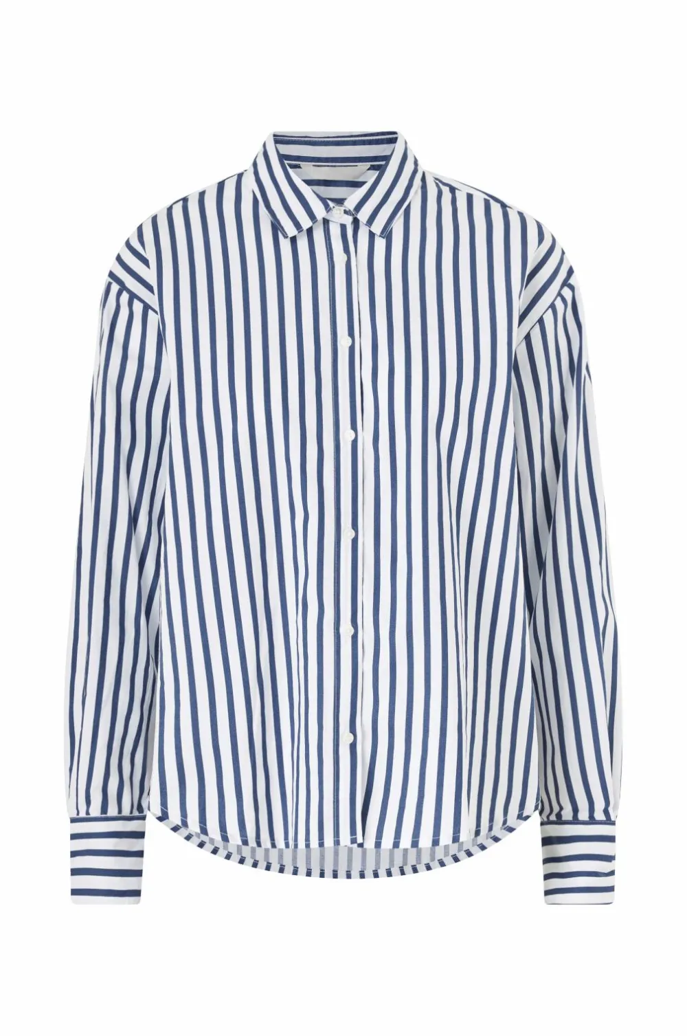 Ellos Skjorter & Bluser>Collection Afslappet skjorte i bomuldspoplin hvid blå randig