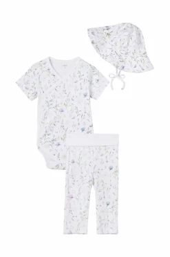 Ellos Collection Baby-startsæt 3 dele Hvidt blomstermønster Outlet
