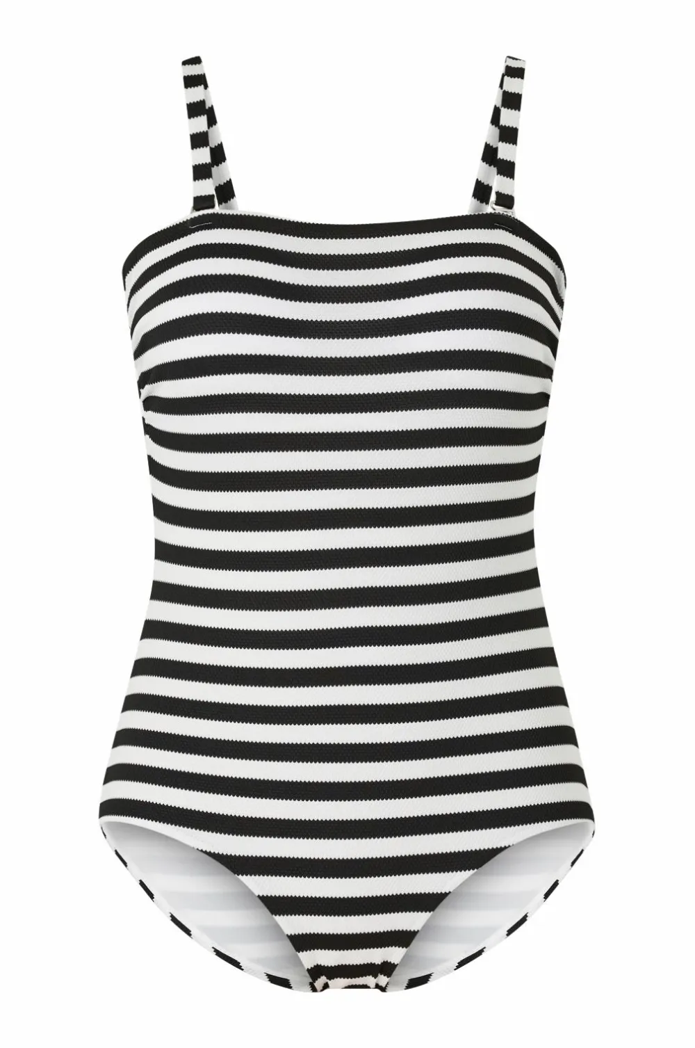 Ellos Collection Badedragt i struktureret materiale Sort/offwhitestribet Discount