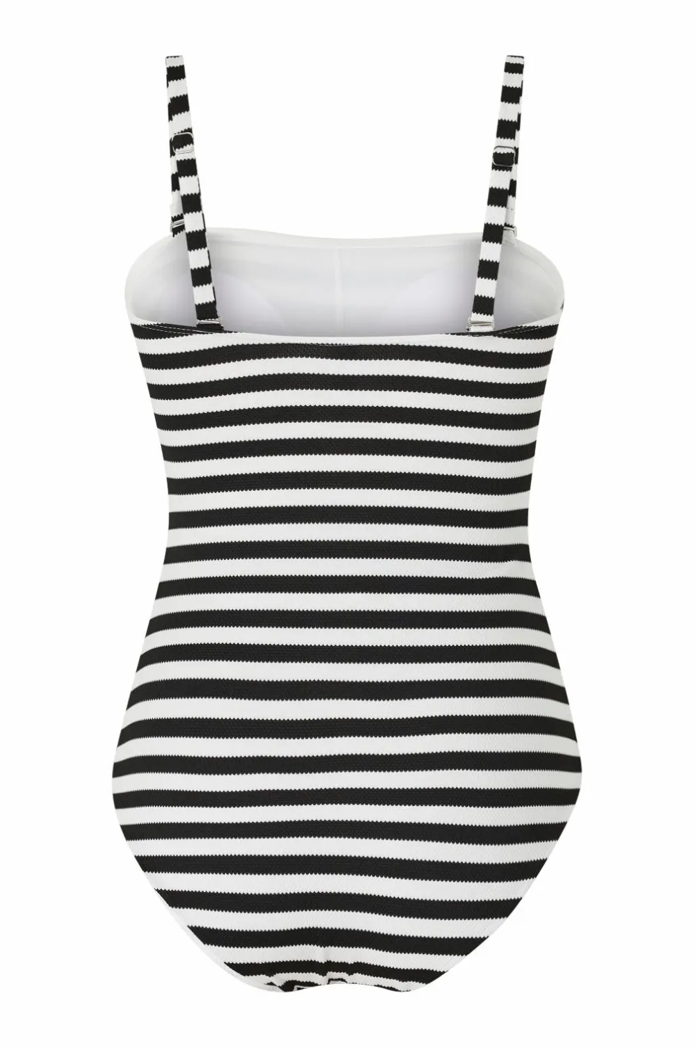 Ellos Collection Badedragt i struktureret materiale Sort/offwhitestribet Discount