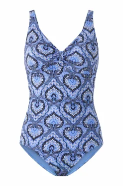 Ellos Badedragter>Collection Badedragt med drapering Blåmønstret