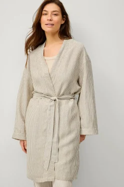 Ellos Nattøj>Collection Badekåbe i hørblanding Hvid/beige