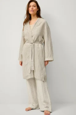 Ellos Nattøj>Collection Badekåbe i hørblanding Hvid/beige