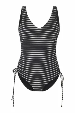 Ellos Badedragter>Collection Badedragt med løbegang Sort/hvidstribet
