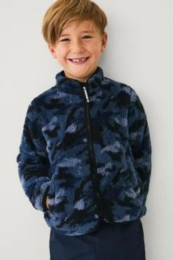 Ellos Collection Blød pelsjakke Mønstret blå Sale