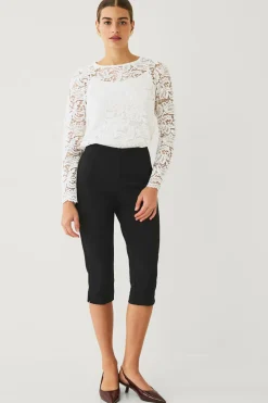 Ellos Collection Blondebluse med lange ærmer Hvid