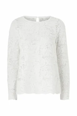 Ellos Collection Blondebluse med lange ærmer Hvid