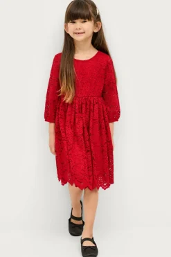 Ellos Festtøj>Collection Blondekjole Dagny Rød