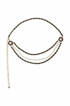 Ellos Collection Bælte med perler Sort Clearance