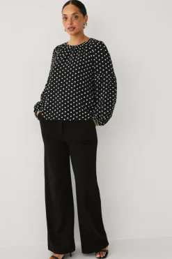 Ellos Collection Bluse med ballonærme Sort Discount