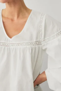 Ellos Collection Bluse med blondeindsatser Hvid Discount