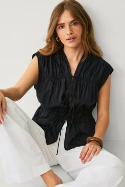 Ellos Skjorter & Bluser>Collection Bluse med snørebånd Sort