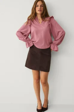 Ellos Collection Bluse med volanter rosa Hot