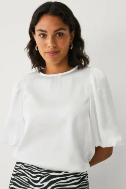 Ellos Collection Bluse i satin hvid Best