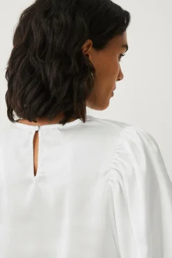 Ellos Collection Bluse i satin hvid Best