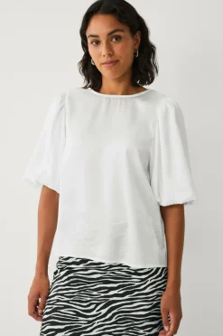 Ellos Collection Bluse i satin hvid Best