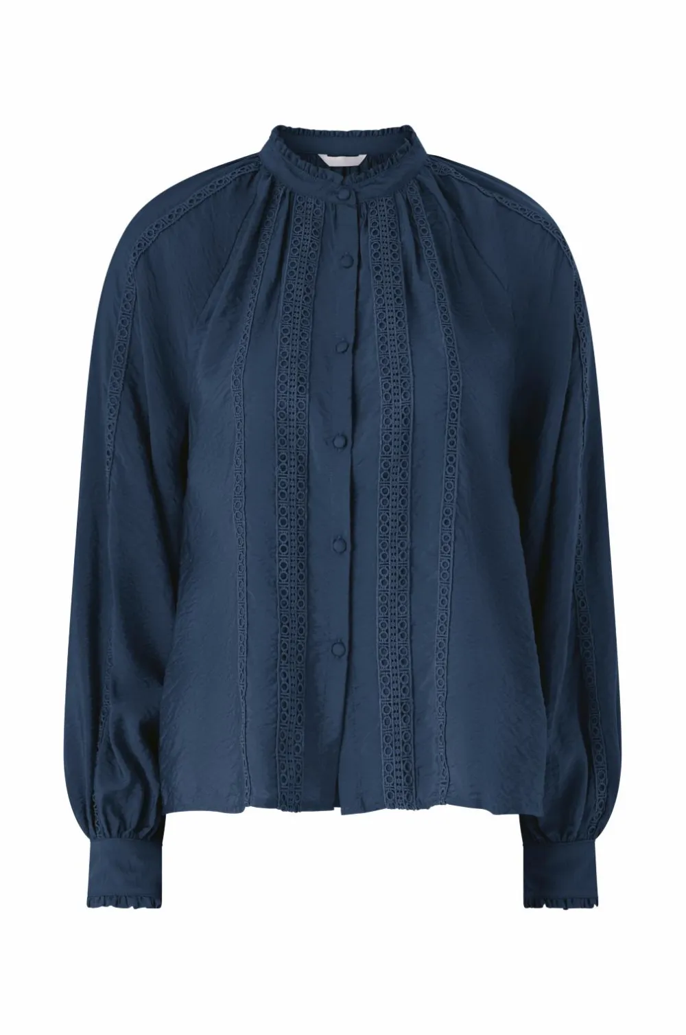 Ellos Collection Bluse med blondedetaljer Marineblå Hot