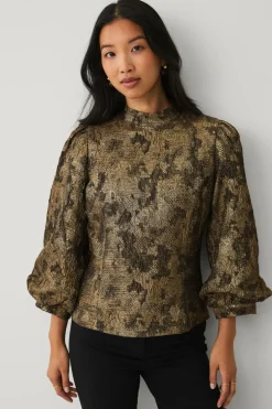 Ellos Skjorter & Bluser>Collection Bluse i Jacquard guld
