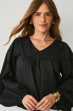 Ellos Skjorter & Bluser>Collection Bluse med blondeindsatser Sort