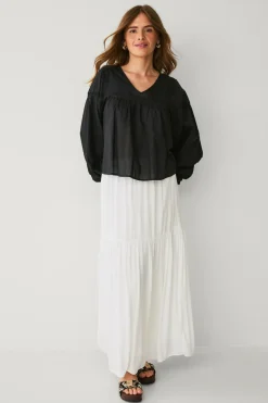 Ellos Skjorter & Bluser>Collection Bluse med blondeindsatser Sort