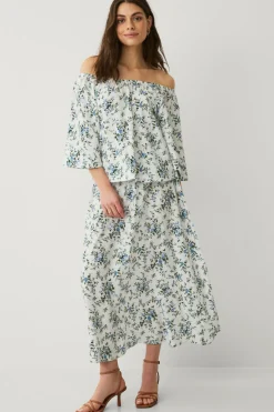 Ellos Skjorter & Bluser>Collection Bluse uden skuldre Blåmønstret