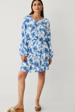 Ellos Collection Bluse i krøllet viskose Blåmønstret Best