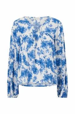 Ellos Collection Bluse i krøllet viskose Blåmønstret Best