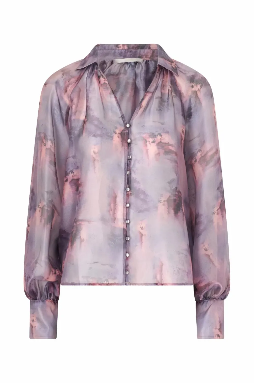 Ellos Skjorter & Bluser>Collection Bluse med pufærmer lilla aop