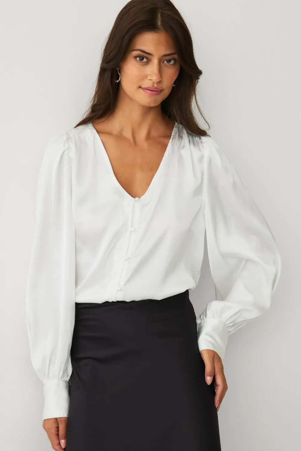 Ellos Skjorter & Bluser>Collection Bluse i satin hvid