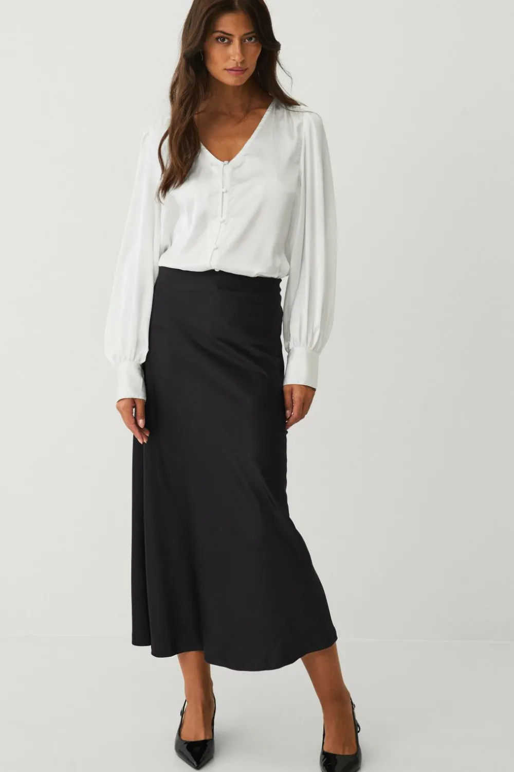 Ellos Skjorter & Bluser>Collection Bluse i satin hvid