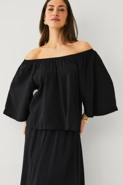 Ellos Collection Bluse uden skuldre Sort