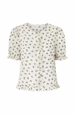 Ellos Collection Bluse med volanter cremehvid aop Best