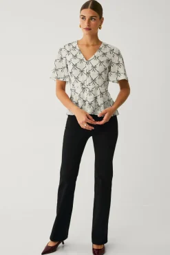 Ellos Skjorter & Bluser>Collection Bluse med knapper Cremehvid aop