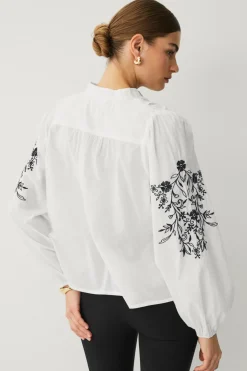 Ellos Collection Bluse med ballonærmer Hvid New