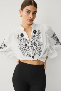 Ellos Collection Bluse med ballonærmer Hvid New