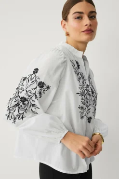 Ellos Collection Bluse med ballonærmer Hvid New