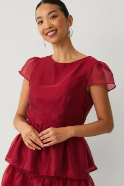 Ellos Skjorter & Bluser>Collection Bluse med peplum rød