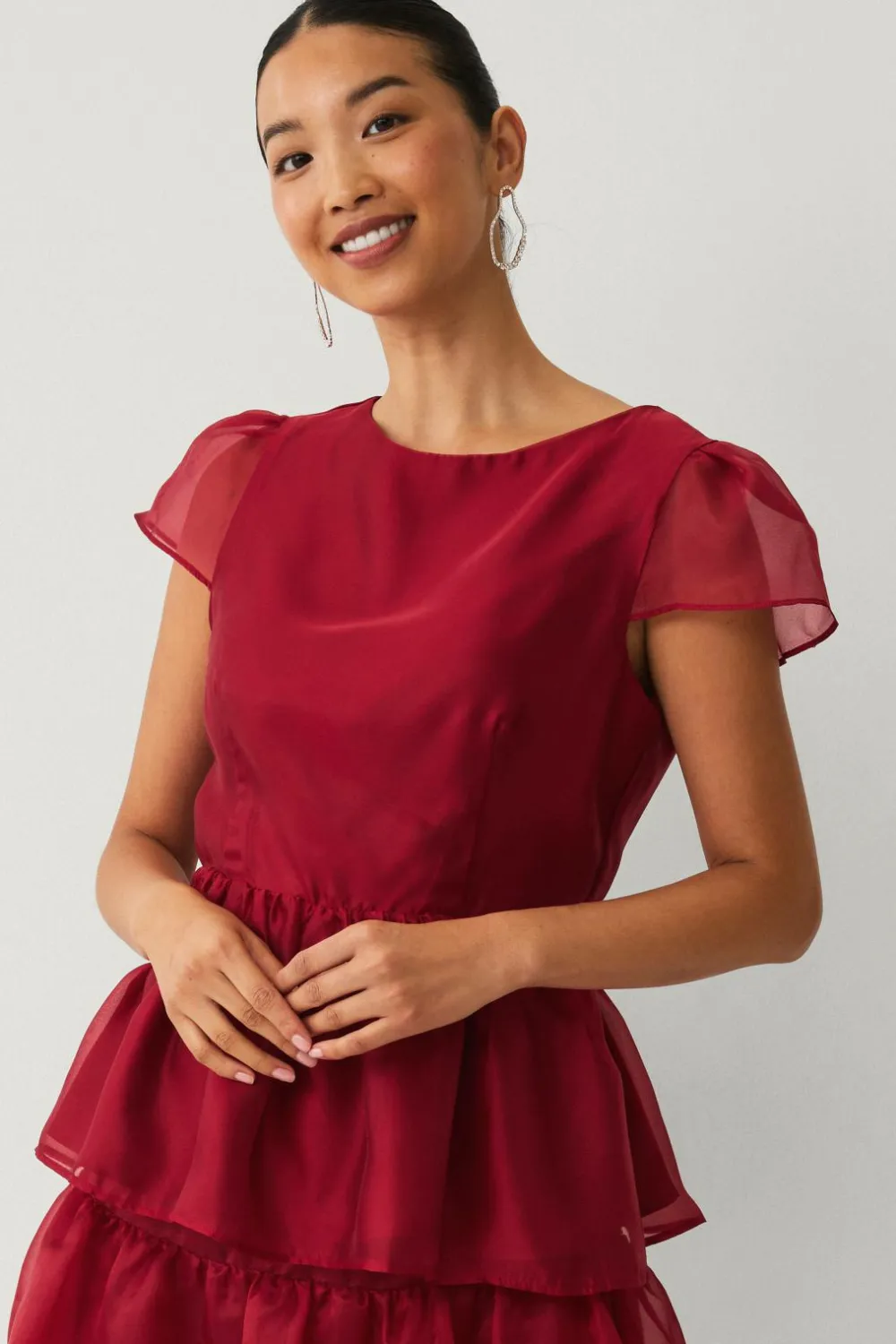 Ellos Skjorter & Bluser>Collection Bluse med peplum rød